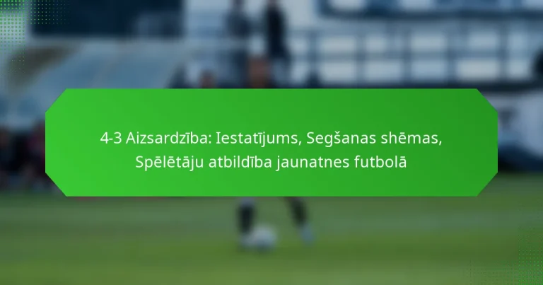 4-3 Aizsardzība: Iestatījums, Segšanas shēmas, Spēlētāju atbildība jaunatnes futbolā