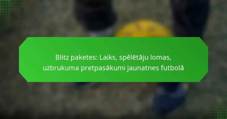 Blitz paketes: Laiks, spēlētāju lomas, uzbrukuma pretpasākumi jaunatnes futbolā