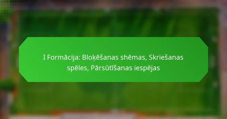 I Formācija: Bloķēšanas shēmas, Skriešanas spēles, Pārsūtīšanas iespējas