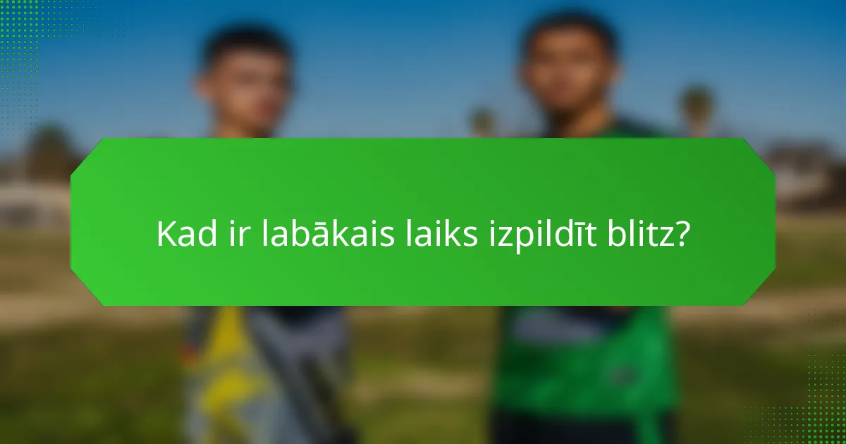 Kad ir labākais laiks izpildīt blitz?