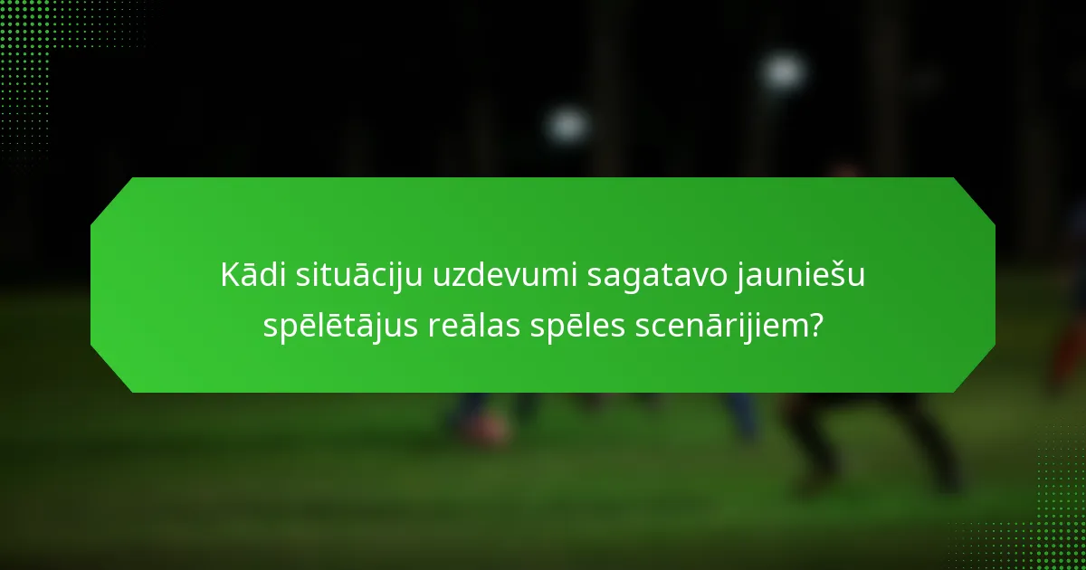 Kādi situāciju uzdevumi sagatavo jauniešu spēlētājus reālas spēles scenārijiem?